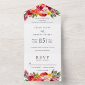 ブルゴーニュピンクオレンジイエローフローラ オールインワン招待状 (内側)