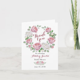 ブルゴーニュピンクカントリーバラブライダルシャワーありがとう サンキューカード