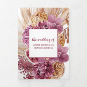 ブルゴーニュピンクダリアスパンパスグラス乾燥花 三つ折り招待状 (カバー)