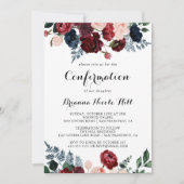 ブルゴーニュピンクネイビーフローラ確認 招待状 (正面)