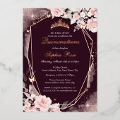 ブルゴーニュピンクバタフライフローラキンセアニェラ 箔招待状 (正面)