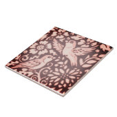 ブルゴーニュピンクバードフローラフリーウッドランドデコール タイル (側面)