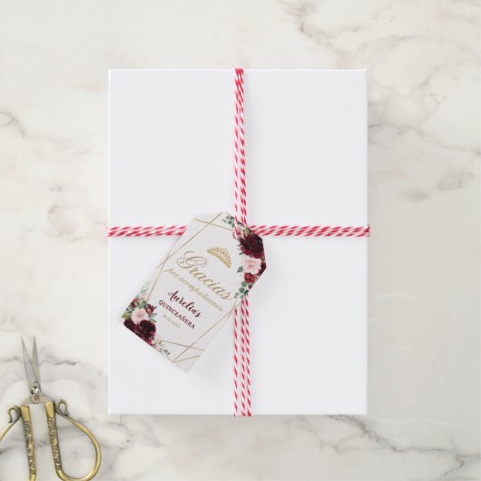 ブルゴーニュピンクフローラキンセアニェラお願い ギフトタグ (より糸付き)