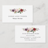 ブルゴーニュピンクフローラプロフェッショナルメイクアップアーティスト 名刺 (正面/裏面)