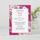 ブルゴーニュピンクフローラベビーシャワー招待状 招待状 (スタンド正面)