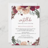 ブルゴーニュピンクフローラ我々はまだ誓いを更新する 招待状 (正面)