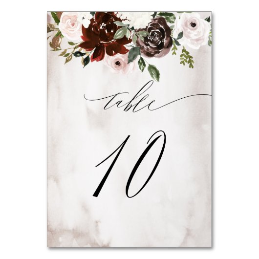 ブルゴーニュピンクローズウォーターフローラNo 結婚10 テーブルナンバー (正面)