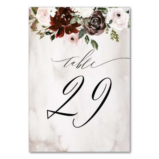ブルゴーニュピンクローズウォーターフローラNo 29 結婚's テーブルナンバー (正面)