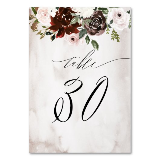 ブルゴーニュピンクローズウォーターフローラNo 30 結婚's テーブルナンバー (正面)