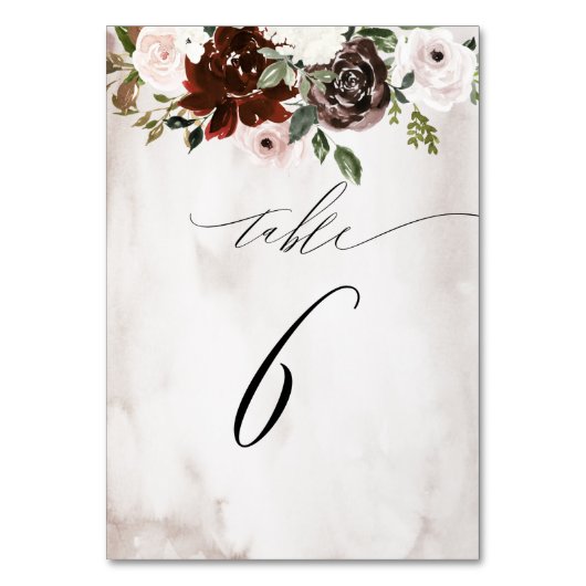 ブルゴーニュピンクローズウォーターフローラNo 6 結婚's テーブルナンバー (正面)
