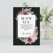 ブルゴーニュピンクローズフローラブラックサンキューカード サンキューカード (スタンド正面)