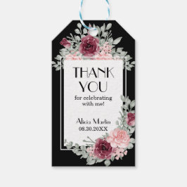 ブルゴーニュピンクローズフローラブラック ギフトタグ