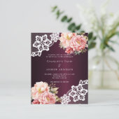 ブルゴーニュピンクローズフローラレース結婚式招待状 (スタンド正面)