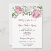 ブルゴーニュピンクローズポストウェディングレセプションのみ 招待状 (正面)