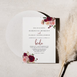 ブルゴーニュピンク赤面スペインのフローラ結婚ズ 招待状