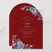 ブルゴーニュピーオニー&ブルーバラ結婚ズお祝い 招待状 (正面/裏面)