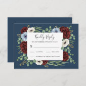 ブルゴーニュピーオンダスティブルーアネモン結婚フローラ 出欠カード (正面/裏面)