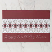 ブルゴーニュファンシーフローラアクセント付き紙ランチョンマット ペーパーパッド (正面)