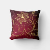 ブルゴーニュフェイクゴールドフォイルフローラ クッション (正面)