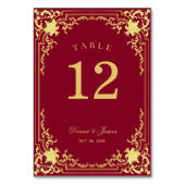 ブルゴーニュフェイク金ゴールドスエレガントクリプトVintage Wedding テーブルナンバー (裏面)
