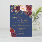 ブルゴーニュフェイク金ゴールドスペインの結婚式招待状 招待状 (スタンド正面)