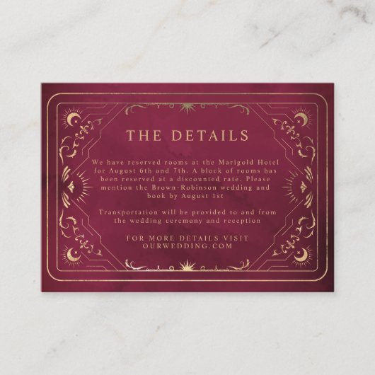 ブルゴーニュフェイク金ゴールドタロットシレ結婚ンツ詳細 エンクロージャーカード (正面)