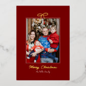 ブルゴーニュフェスティバルホイルボウクリスマスホリデーフォト 箔シーズンカード (正面)