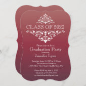 ブルゴーニュフォーマルーエレガントの華やかな卒業式パーティー 招待状 (正面/裏面)