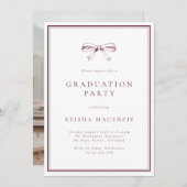 ブルゴーニュフォーマルー船首写真卒業パーティー 招待状 (正面/裏面)