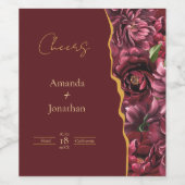 ブルゴーニュフラワーエレガンス、金ゴールドアクセント結婚付き ワインラベル (シングルラベル)