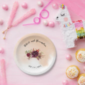 ブルゴーニュフラワーズブライダルシャワー結婚披露宴  ペーパープレート (パーティー)