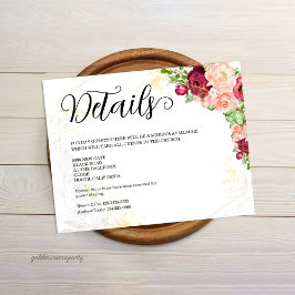 ブルゴーニュフラワーモダン幾何学結婚式 エンクロージャーカード
