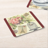 ブルゴーニュフランスのテーマヴィンテージパリコースター スクエアペーパーコースター (アングル)