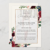 ブルゴーニュフローラお祝いの生活葬儀写真 招待状 (正面/裏面)