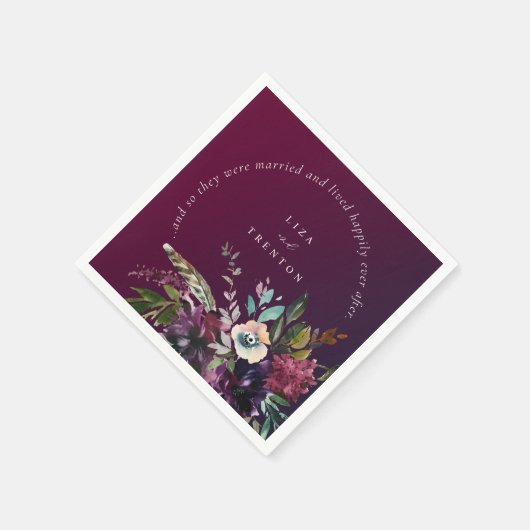 ブルゴーニュフローラが引用文の後ずっと幸せ結婚に スタンダードカクテルナプキン (角)