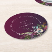 ブルゴーニュフローラが引用文の後ずっと幸せ結婚に ラウンドペーパーコースター (アングル)
