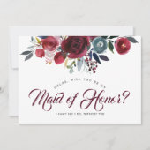 ブルゴーニュフローラが私のメイド・オブ・オーナー（花嫁付き添い人）カードになる 招待状 (正面)