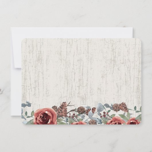 ブルゴーニュフローラとジャー素朴ブライダルシャワー 招待状 (裏面)