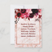 ブルゴーニュフローラとバラ金ゴールドテーブル番号席 招待状 (裏面)