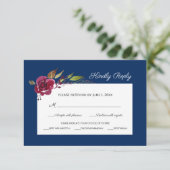 ブルゴーニュフローラとブルー結婚ズの食事の選択RSVP 出欠カード (スタンド正面)