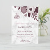 ブルゴーニュフローラとホワイトマーブルイスラム結婚ズ 招待状 (スタンド正面)