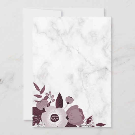 ブルゴーニュフローラとホワイトマーブルイスラム結婚ズ 招待状 (裏面)