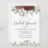 ブルゴーニュフローラと赤面ピンクブライダルシャワー 招待状 (正面)