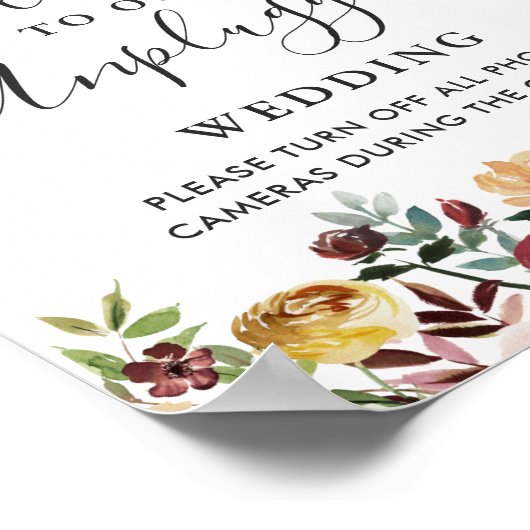 ブルゴーニュフローラの結婚プラグ抜き式サイン ポスター (角)