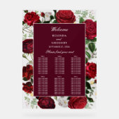 ブルゴーニュフローラの結婚水彩のシーティングチャート アクリルサイン (正面)