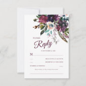 ブルゴーニュフローラの豪華な水彩 出欠カード (正面)