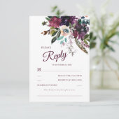 ブルゴーニュフローラの豪華な水彩 出欠カード (スタンド正面)