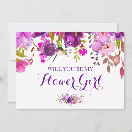 ブルゴーニュフローラは私のフラワーガールカード 招待状 (正面)