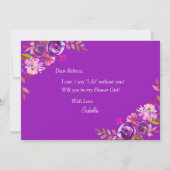 ブルゴーニュフローラは私のフラワーガールカード 招待状 (裏面)