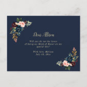 ブルゴーニュフローラは私のメイド・オブ・オーナー(花嫁付き添い人)カード インビテーションポストカード (裏面)